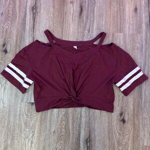 Maroon Jersey Style Crop